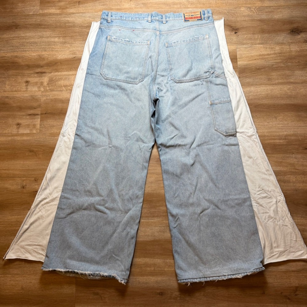 Diesel D-SIRE-WORK-S1 Jeans Mens 32 Light Blue Wide Leg Oversize Carpenter 0EMAG